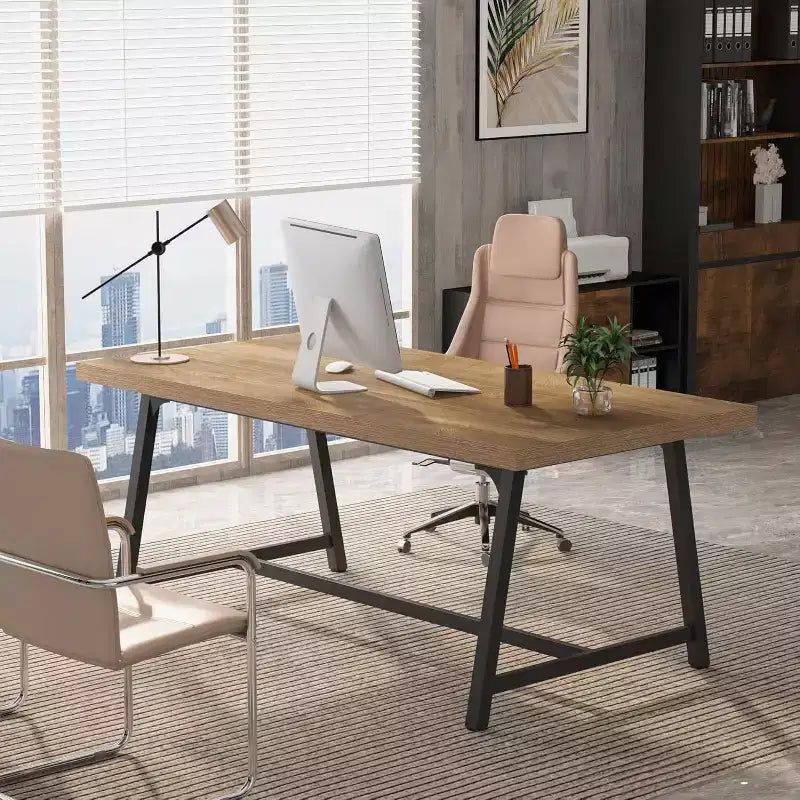 70.87" Executive Conference Desk – Seats 6–8, Steel Frame, Wood Surface, Modern Design