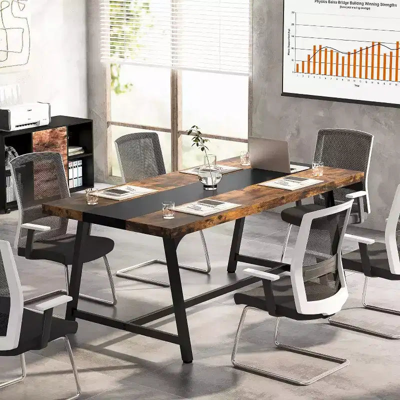 70.87" Executive Conference Desk – Seats 6–8, Steel Frame, Wood Surface, Modern Design