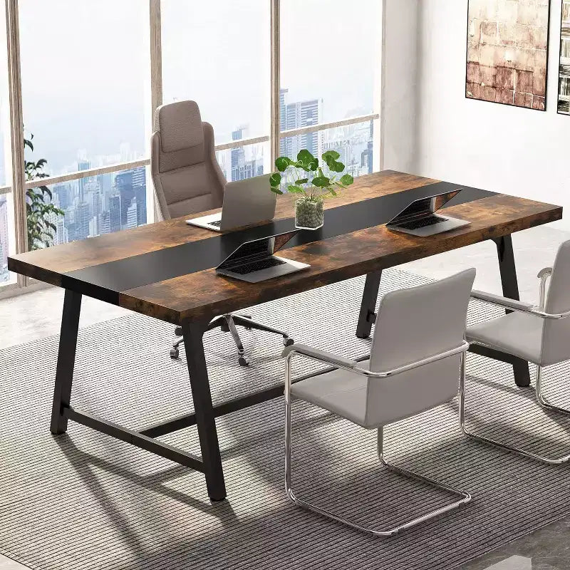 70.87" Executive Conference Desk – Seats 6–8, Steel Frame, Wood Surface, Modern Design