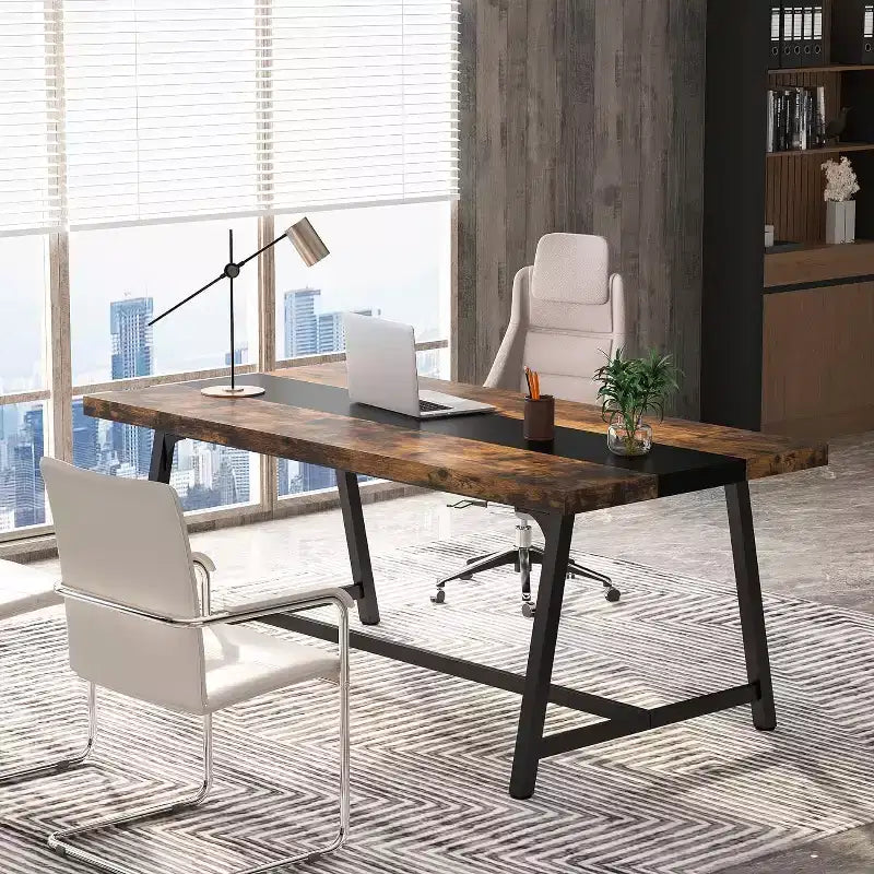70.87" Executive Conference Desk – Seats 6–8, Steel Frame, Wood Surface, Modern Design