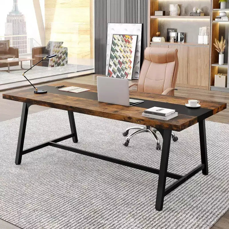 70.87" Executive Conference Desk – Seats 6–8, Steel Frame, Wood Surface, Modern Design
