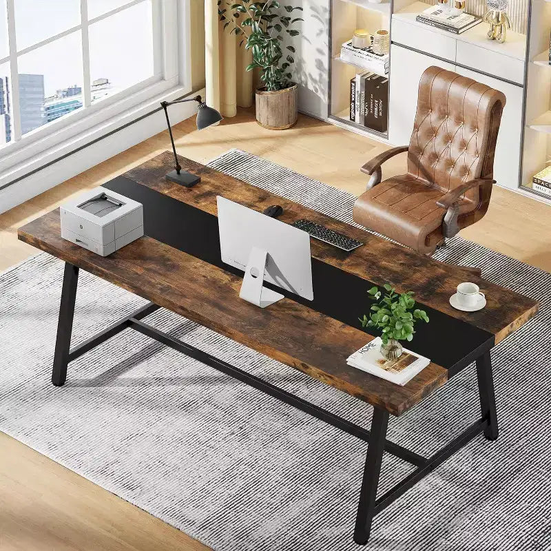 70.87" Executive Conference Desk – Seats 6–8, Steel Frame, Wood Surface, Modern Design