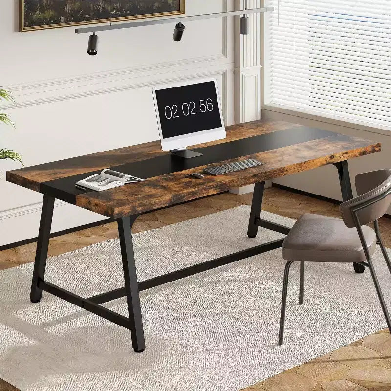 70.87" Executive Conference Desk – Seats 6–8, Steel Frame, Wood Surface, Modern Design