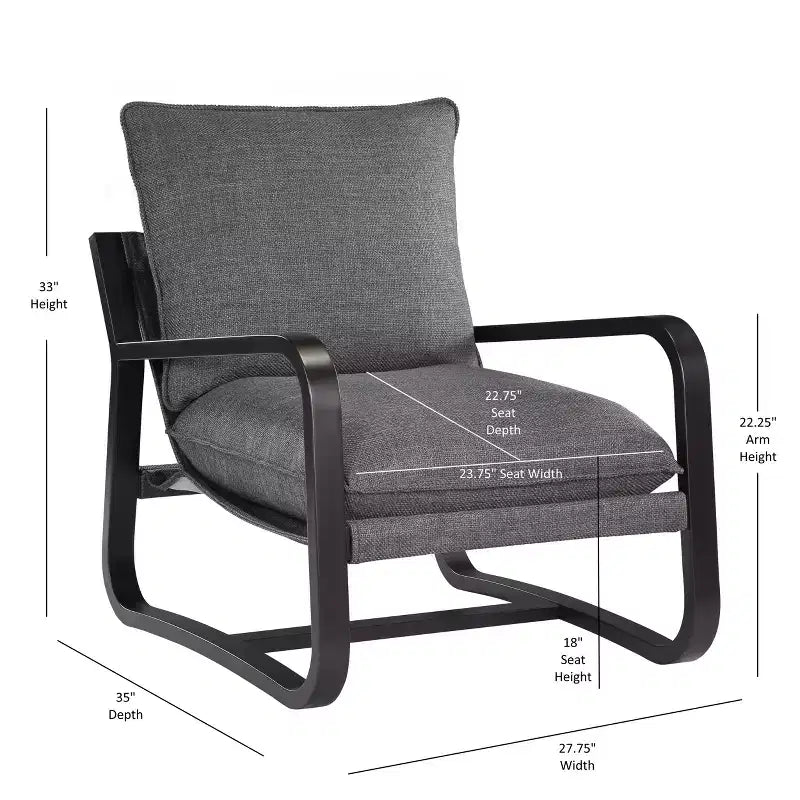 Barcelona Sling Accent Chair – Polyester Fabric, Bronze Powder-Coated Metal Frame, 300 lb