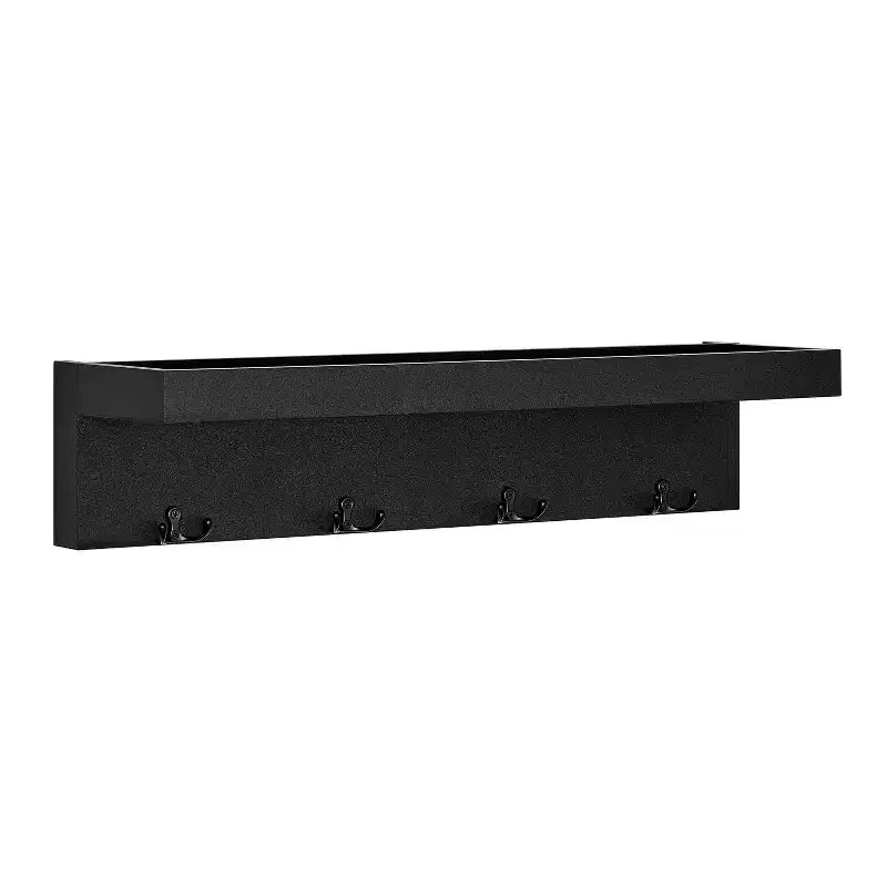 25.6" Wall Mounted Coat Rack with Ledge Shelf & 4 Hooks – MDF, 30 lb Capacity