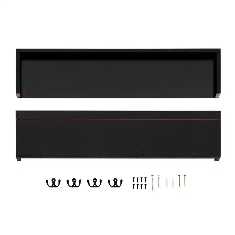 25.6" Wall Mounted Coat Rack with Ledge Shelf & 4 Hooks – MDF, 30 lb Capacity