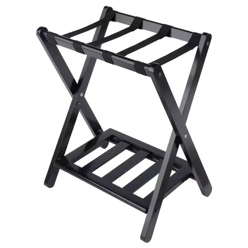 Wood Luggage Rack with Shelf – 24.8"H, Bedroom & Guest Room Suitcase Stand