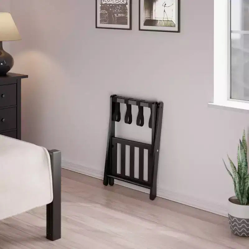 Wood Luggage Rack with Shelf – 24.8"H, Bedroom & Guest Room Suitcase Stand