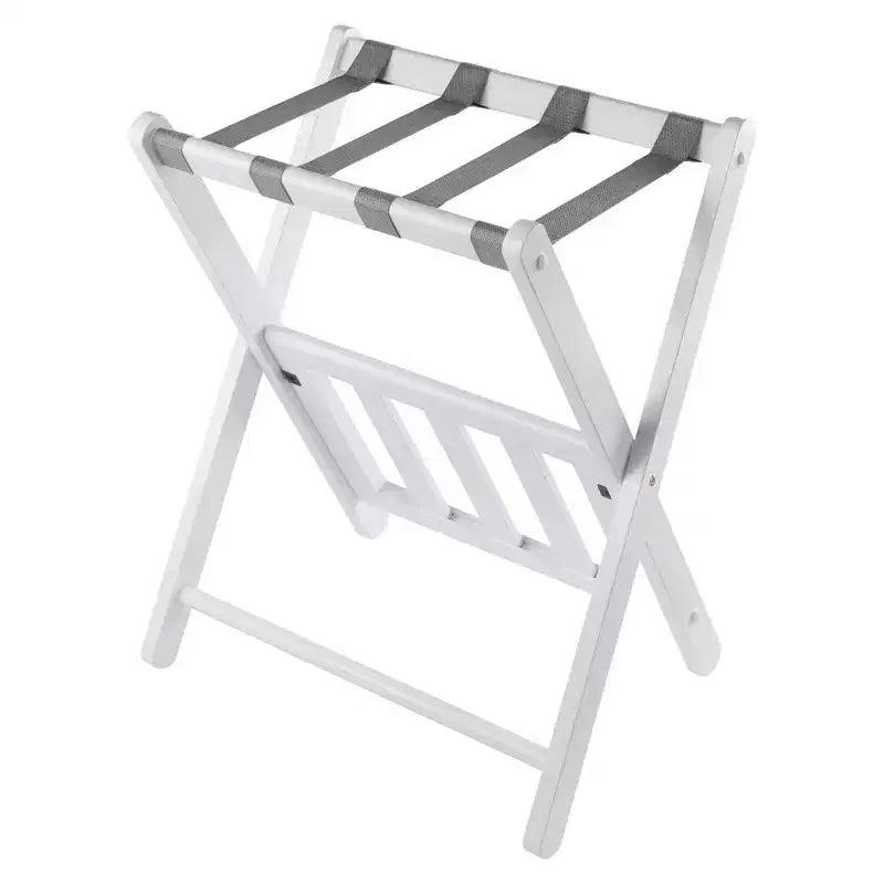 Wood Luggage Rack with Shelf – 24.8"H, Bedroom & Guest Room Suitcase Stand