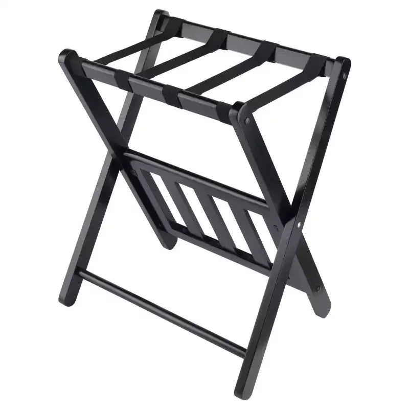 Wood Luggage Rack with Shelf – 24.8"H, Bedroom & Guest Room Suitcase Stand