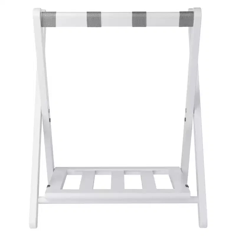 Wood Luggage Rack with Shelf – 24.8"H, Bedroom & Guest Room Suitcase Stand