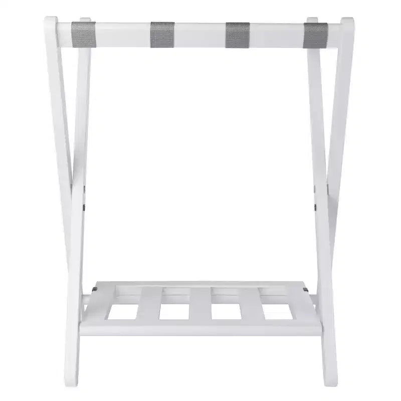 Wood Luggage Rack with Shelf – 24.8"H, Bedroom & Guest Room Suitcase Stand