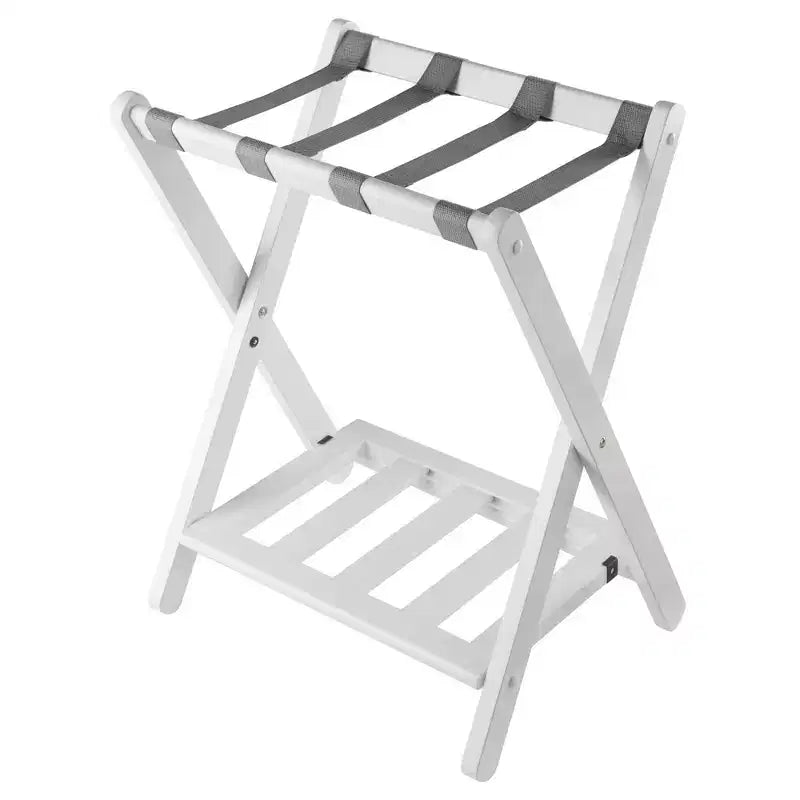 Wood Luggage Rack with Shelf – 24.8"H, Bedroom & Guest Room Suitcase Stand