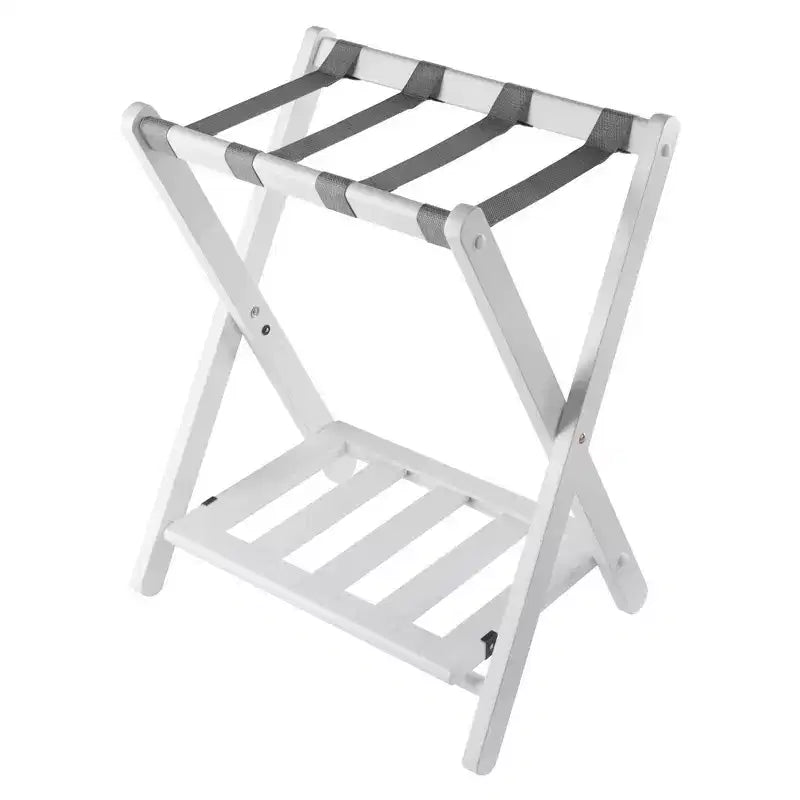 Wood Luggage Rack with Shelf – 24.8"H, Bedroom & Guest Room Suitcase Stand