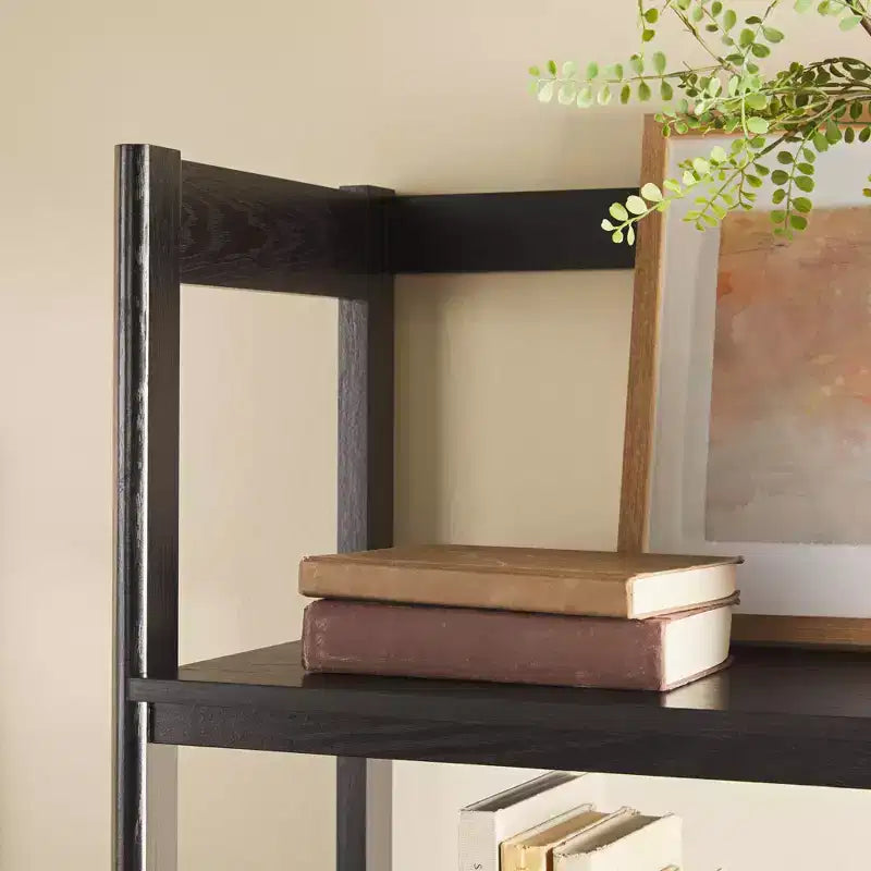 70" Fluted Bookshelf with 3 Shelves & 2 Drawers – MDF & Metal Frame