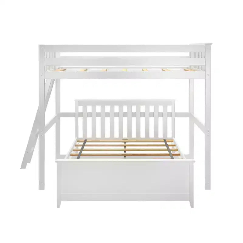 L-Shaped Full over Full Bunk Bed with Ladder on End
