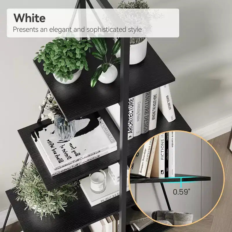 Bookcase, 4-Shelf Ladder Bookcase, A-Shaped Ladder Shelf Display