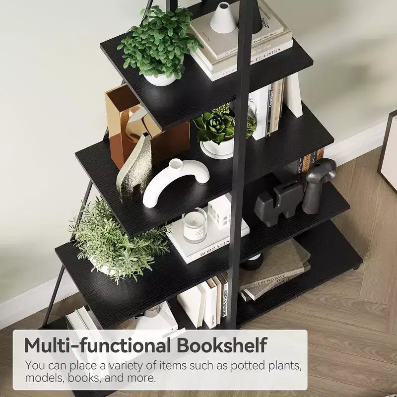 Bookcase, 4-Shelf Ladder Bookcase, A-Shaped Ladder Shelf Display