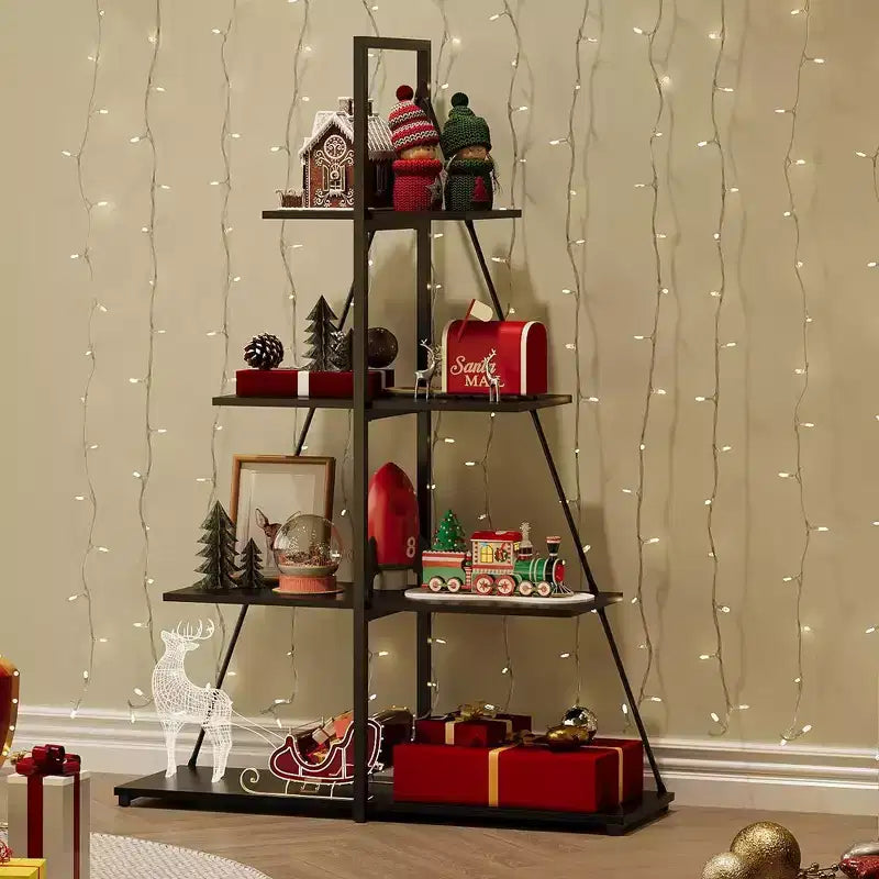 Bookcase, 4-Shelf Ladder Bookcase, A-Shaped Ladder Shelf Display