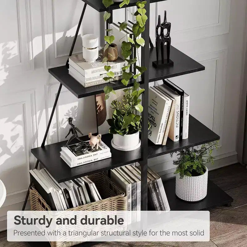Bookcase, 4-Shelf Ladder Bookcase, A-Shaped Ladder Shelf Display