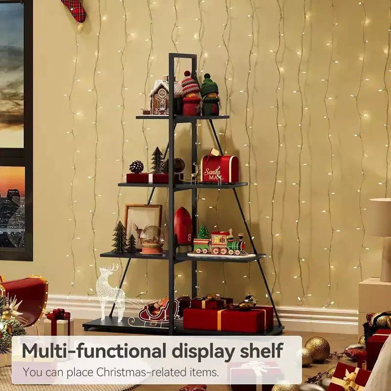 Bookcase, 4-Shelf Ladder Bookcase, A-Shaped Ladder Shelf Display