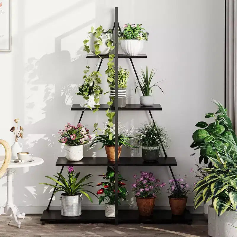 Bookcase, 4-Shelf Ladder Bookcase, A-Shaped Ladder Shelf Display